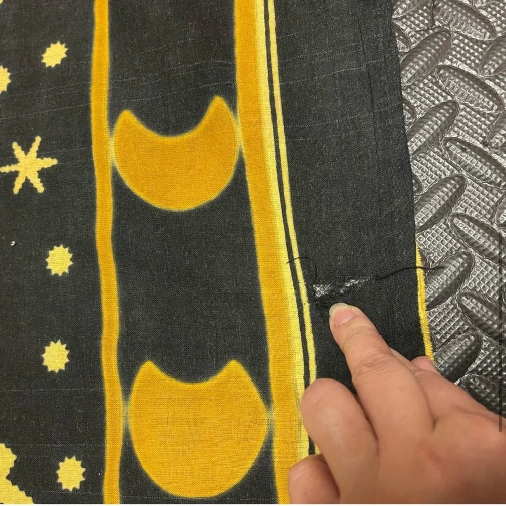 Astrology Zodiac Tapestry Wall Art Moon Phase Indian Cotton Black Yellow Vintage